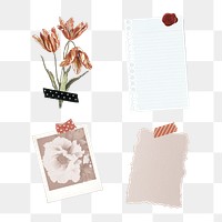 Floral feminine collage with washi tape design element