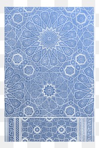 Blue Arabian pattern vintage illustration transparent png, remix from original artwork