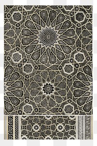 Black gold Arabian pattern vintage illustration transparent png, remix from original artwork