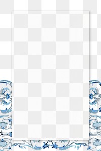 Floral patterned rectangle frame in navy blue design element