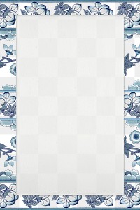 Floral patterned rectangle frame in navy blue design element
