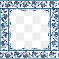 Floral patterned square frame in navy blue design element