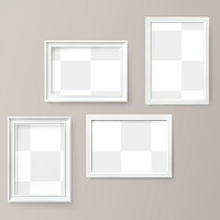 White picture frame mockups hanging on a beige wall