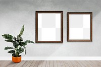 Modern frame mockups on a gray wall