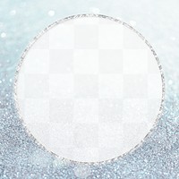 Silver glittery round frame transparent png