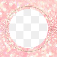 Round frame on pink glittery background transparent png