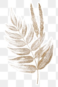 Golden fern leaves sticker overlay design element