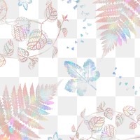 Holographic fern leaves patterned background