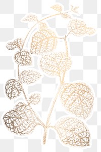 Golden Japanese honeysuckle leaves sticker overlay design element