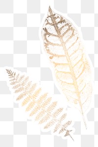 Shimmering golden fern leaf sticker overlay design resources
