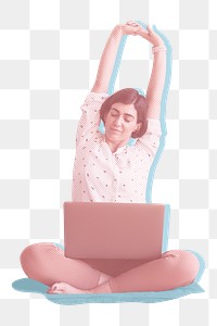 Woman working from home during covid-19 transparent png