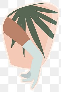 Woman in a glove with a palm leaf background design element