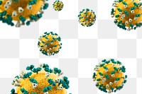 Yellow and green novel coronavirus under the microscope transparent png