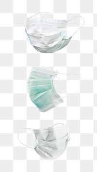 Face mask to prevent coronavirus infection set transparent png
