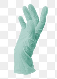 Green latex glove to prevent coronavirus contamination mockup transparent png