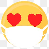 Heart-eyes emoji wearing a face mask during coronavirus pandemic transparent png