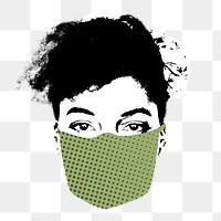 Woman wearing a face mask during coronavirus pandemic transparent png