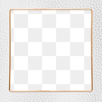 Square gold frame on a white leather textured background  design element