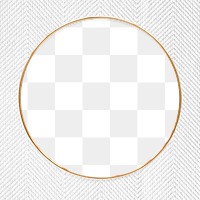 Round gold frame on a white textured background  design element