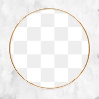  Round gold frame on a crumpled white paper textured background  design element