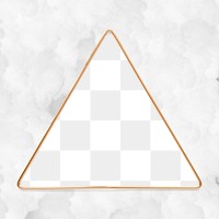 Triangle gold frame on a crumpled white paper textured background  design element