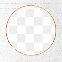 Round gold frame on a white paper textured background  design element