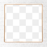 Square gold frame on a white paper textured background design element