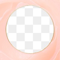 Round gold frame on an old rose pink background design element