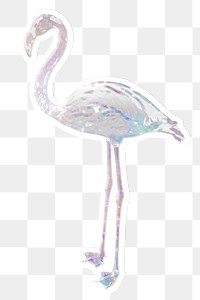 Silver holographic flamingo illustration 