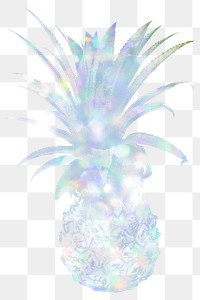 Blue holographic pineapple sticker design element