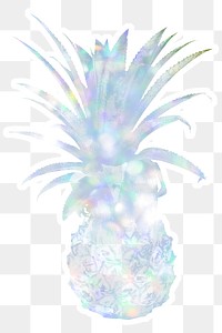 Blue holographic pineapple sticker design element