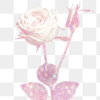 Blooming glittery pink rose design element