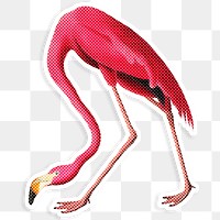 Pink flamingo halftone style design element sticker