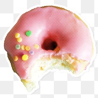 Pink glazed donut halftone style 