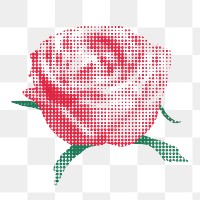 Red rose flower halftone style design element