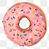 Glazed pink doughnut with sprinkles