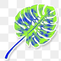 Monstera leaf illustration pop art style design element sticker