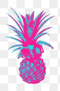 Pink pineapple halftone style design element