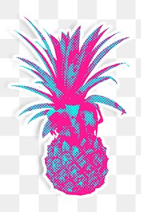 Pink pineapple halftone style sticker design element