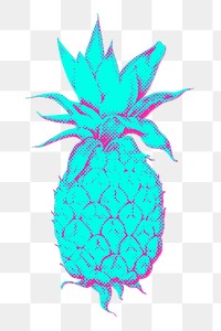 Blue pineapple halftone style design element