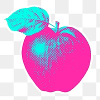 Pink apple halftone style sticker design element