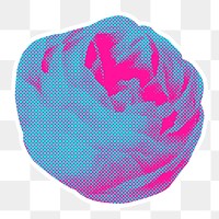 Neon pink rose halftone style design element sticker