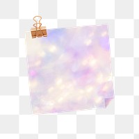 Purple bokeh patterned note with binder clip