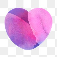 Pink watercolor textured heart shape sticker overlay