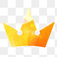 Orange textured paper crown sticker design element