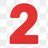Red number two sticker design element