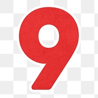 Red number nine sticker design element