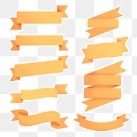 Marigold yellow ribbon banner sticker with white border design element