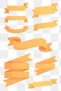 Marigold yellow ribbon banner sticker with white border design element