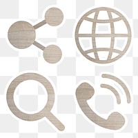 Wood textured technology sticker set design element